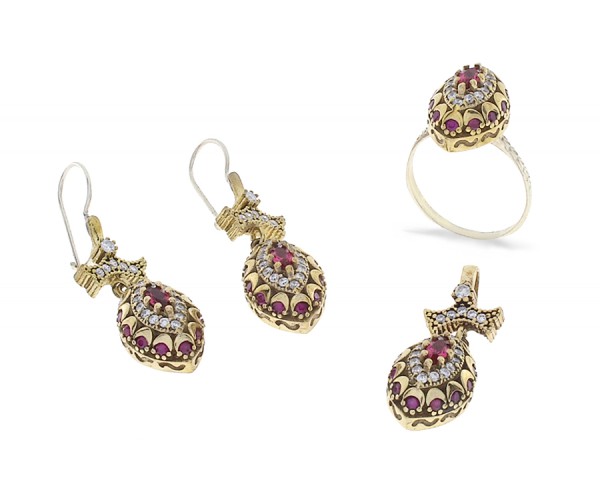Set mit Ohrstecker Ring und Kette aus 925er Silber