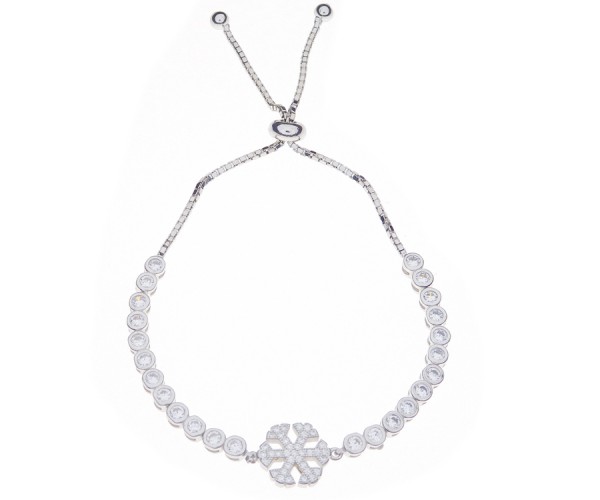 925`er Silber Damen Armband mit Schneeflocke aus Zirkonia Steinen