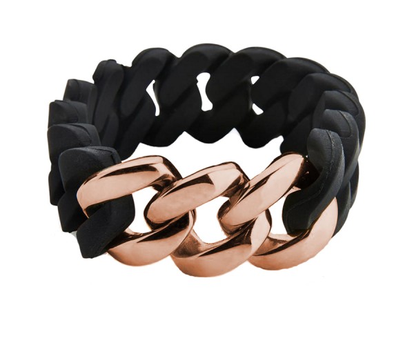 CEM Armband aus Edelstahl in Rosé und Kautschuck